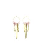 Boucles d'oreilles en acier inoxydable Naomie jade rose et cascade de chaînes doré/rose