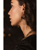 Boucles d'oreilles en acier inoxydable Naomie jade rose et cascade de chaînes doré/rose