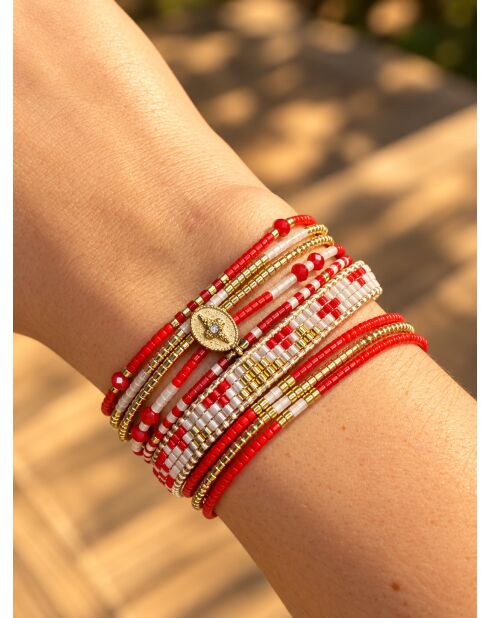 3 Red Desire armbanden goud/rood/wit