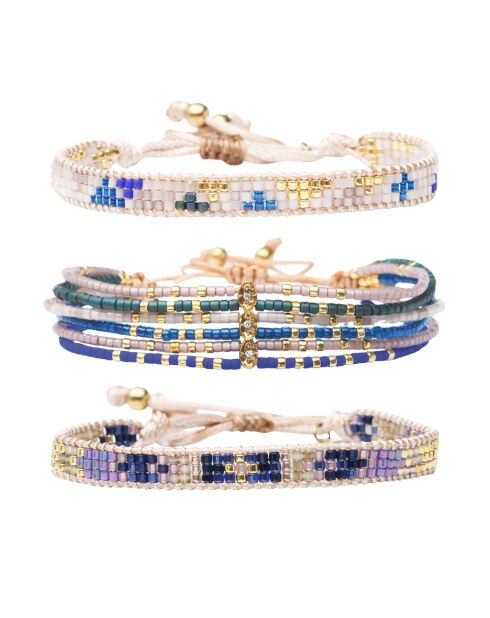 3 veelkleurige Majorelleblauwe armbanden