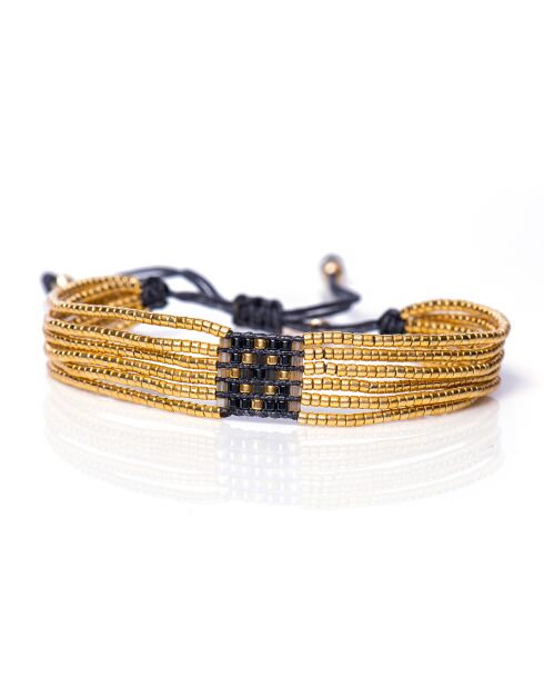 Bracelet inoxydable Golden French Grey Keira doré/noir