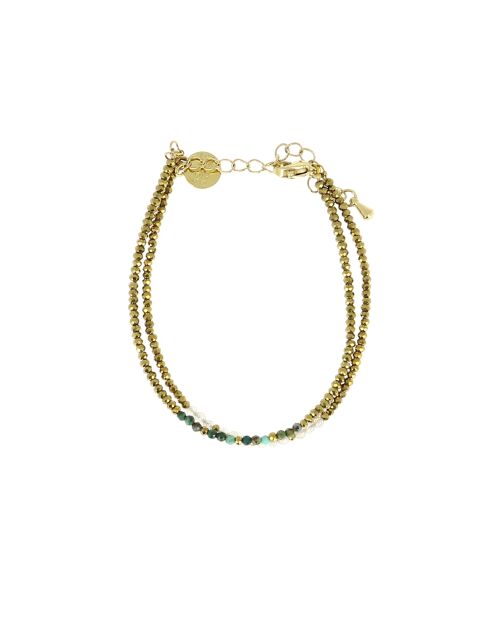 Sarah Lu Armband aus türkisfarbenem und mehrfarbigem Labradorit-Edelstahl
