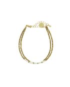 Sarah Lu amazonite & labradoriet goud/transparante/blauwe roestvrijstalen armband