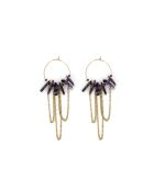 Naomie Amethyst-Ohrringe und gold/schwarze Kettenkaskade