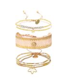 3 braccialetti Golden Dawn oro/bianco/nude