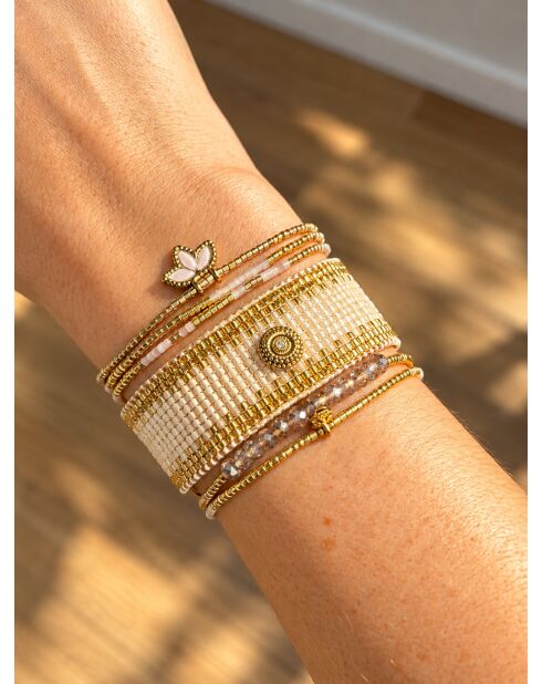 3 Bracelets L’Aube Dorée doré/blanc/nude