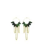 Ohrringe Naomie Rubies Zoïste and Cascade of Gold/Green Chains aus Edelstahl
