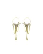 Naomie Ohrringe aus Edelstahl mit Labradorit und gold/grauer Kette, Kaskade