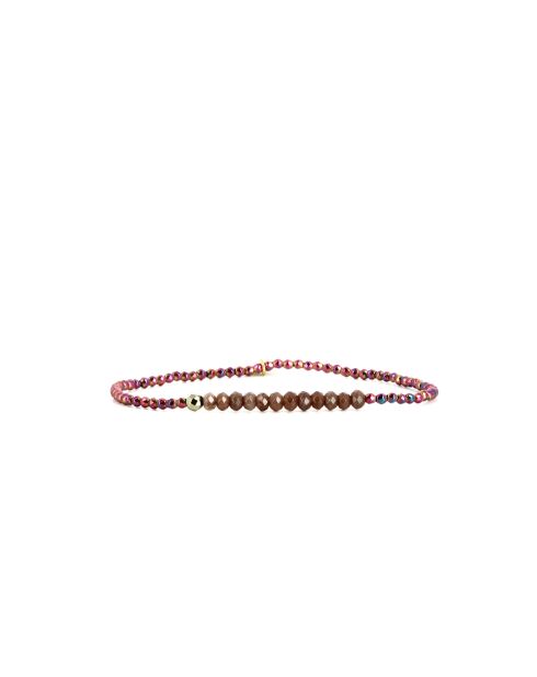Mehrfarbiges Schokoladenarmband Ema mit Regenbogen-Mondstein