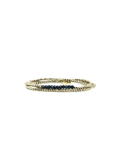 Yuna Goldarmband aus Jadegold und Saphir/Marineblau
