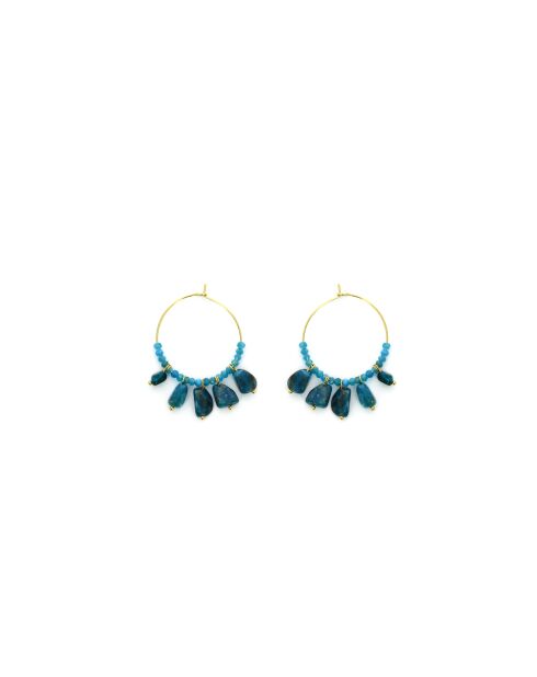 Boucles d'oreilles en acier inoxydable Louise apatite doré/bleu
