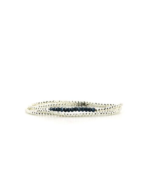 Yuna zilveren zilver/marineblauwe saffierjade armband