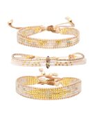 3 Bracelets inoxydable Nacre Bohème multicolores