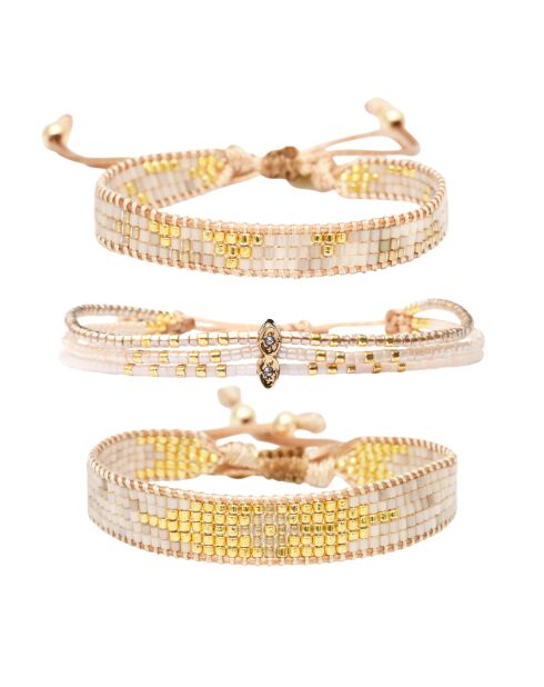 3 Bracelets inoxydable Nacre Bohème multicolores