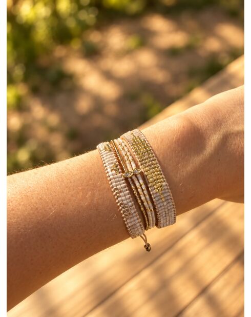 3 Bracelets inoxydable Nacre Bohème multicolores