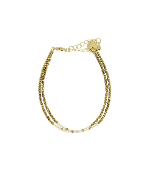 Sarah Lu Edelstahlarmband Mondstein & Labradorit gold/transparent/creme