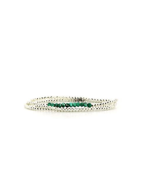 Yuna zilveren malachiet zilver/groene armband