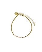 Sarah goud/roze toermalijn roestvrijstalen armband