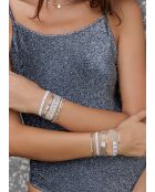 Brazalete multicolor de plata inoxidable, jade, jade nude