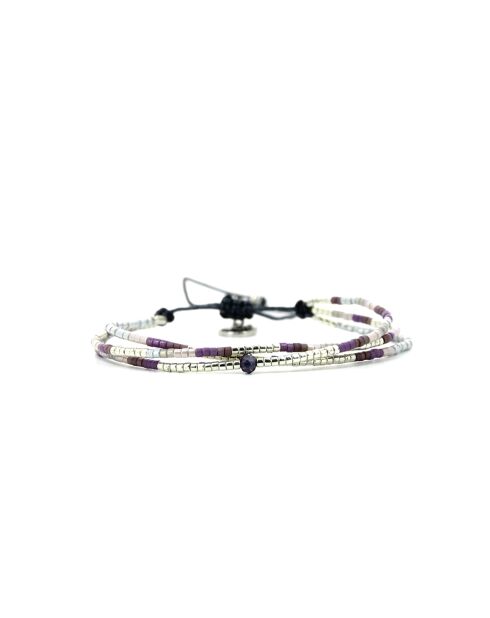 Veelkleurige Agathe Agathe Parma Violet roestvrijstalen armband
