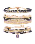 3 Bracelets Violet de Nuit doré/violet/blanc