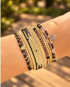 3 Bracelets Violet de Nuit doré/violet/blanc