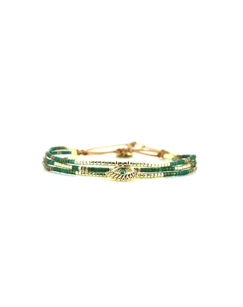 Precious Jade Capucine bracciale in oro e acciaio verde