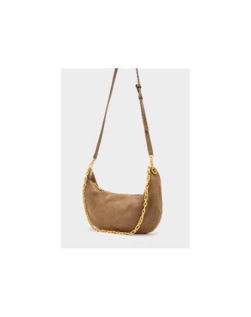 Borsa a tracolla Hailey in pelle scamosciata marrone - 30x10x20 cm