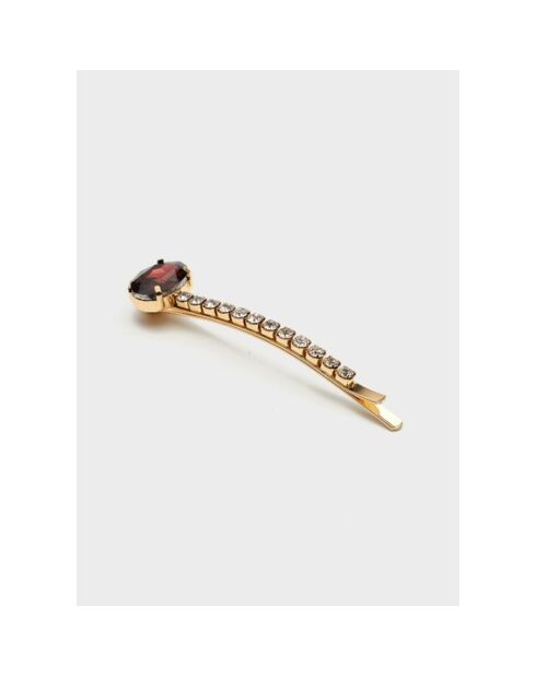 Barrette avec pierre et cristaux rouge