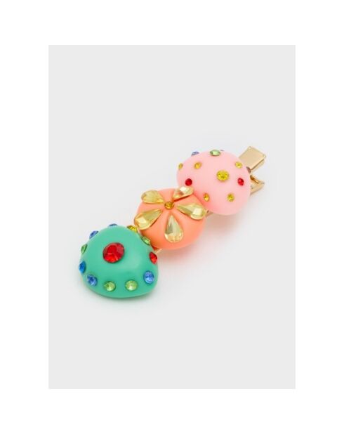 Barrette en résine multicolore