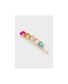 Barrette en forme de cœur avec pièrres multicolore