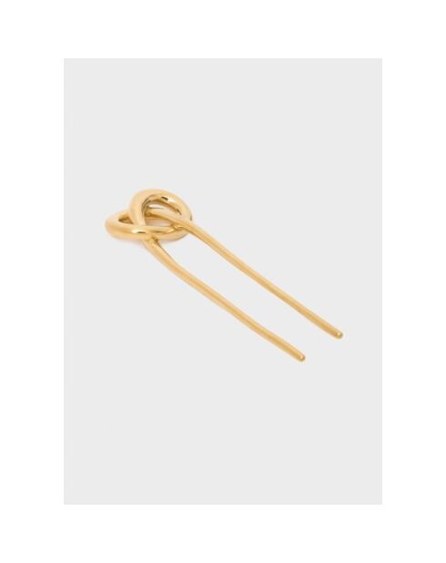 Barrette nœud en acier inoxydable plaqué or 18 carats doré