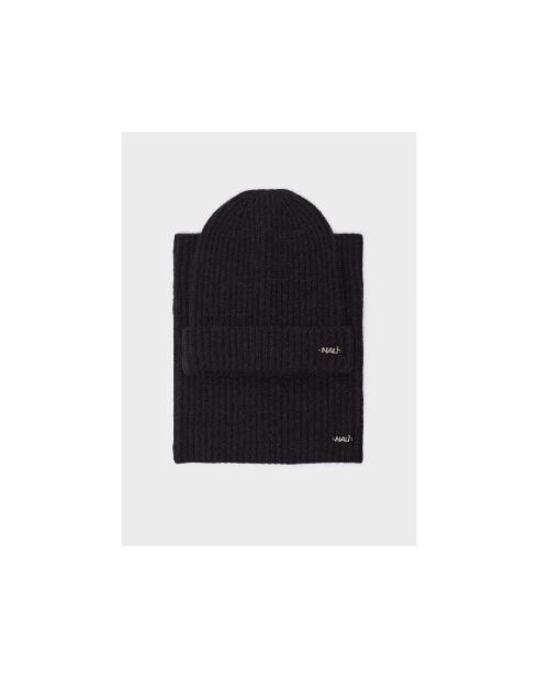 Set cappello e girocollo neri Claire