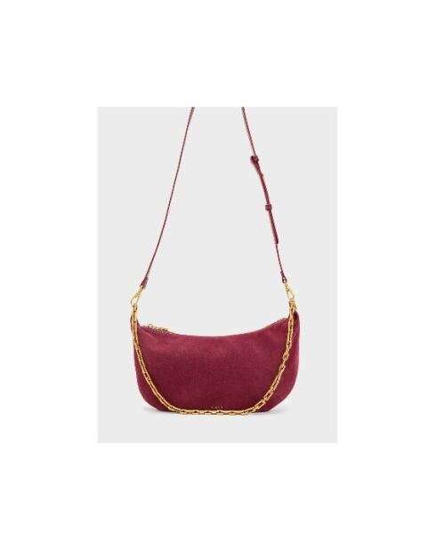 Borsa a tracolla Hailey in pelle scamosciata bordeaux - 30x10x20 cm
