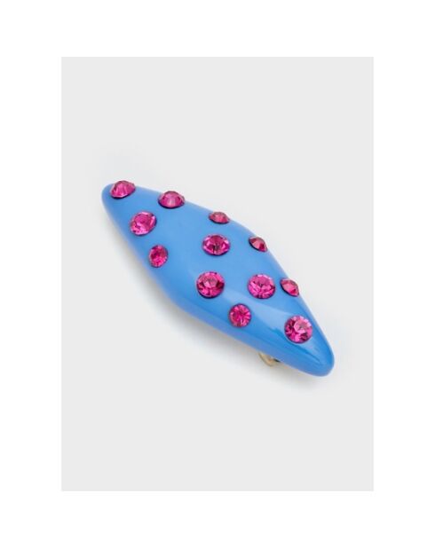 Barrette en résine Viky avec pièrres bleue