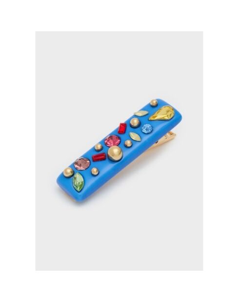 Barrette en résine avec pièrres multicolore