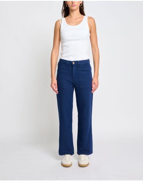 Marineblauwe rechte broek van katoenmix Tommy