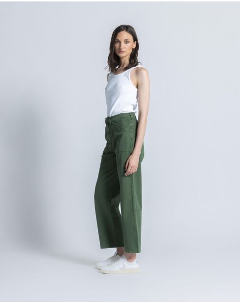 Pantaloni dritti Tommy khaki in misto cotone