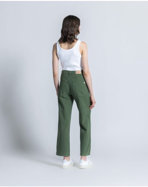 Tommy kaki rechte broek van katoenmix
