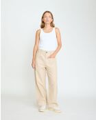 Pantalon jambes larges en coton mélangé Wendy camel soul