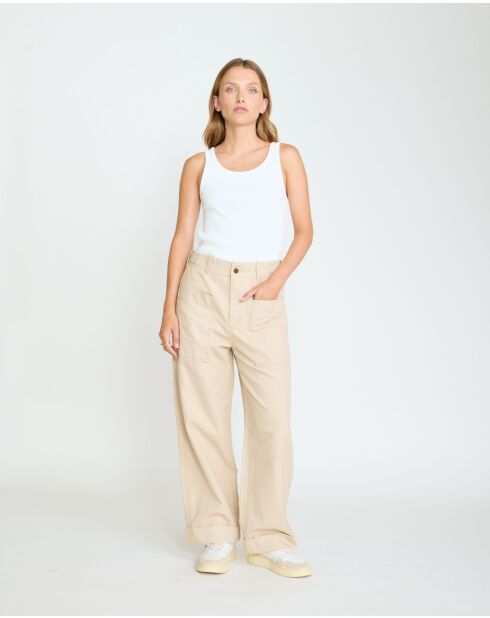 Pantaloni larghi Wendy camel soul in misto cotone