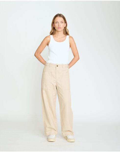Pantaloni larghi Wendy camel soul in misto cotone