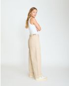 Pantalon jambes larges en coton mélangé Wendy camel soul