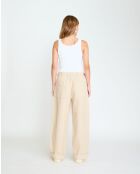 Pantalon jambes larges en coton mélangé Wendy camel soul