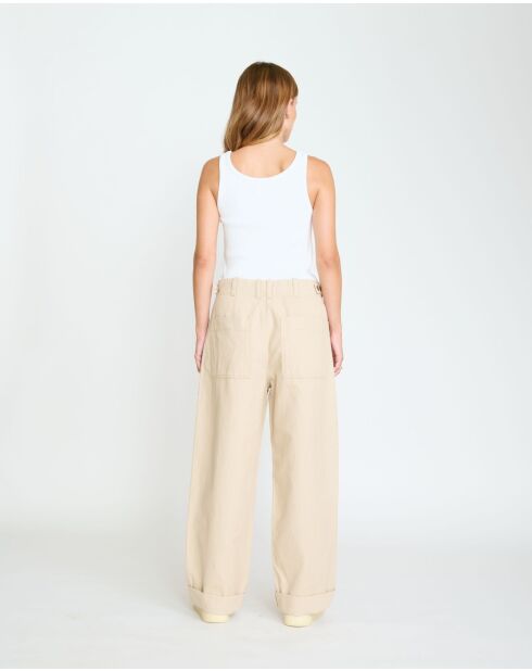 Pantalon jambes larges en coton mélangé Wendy camel soul