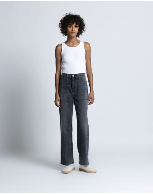 Jeans dritti Tommy neri in denim misto cotone