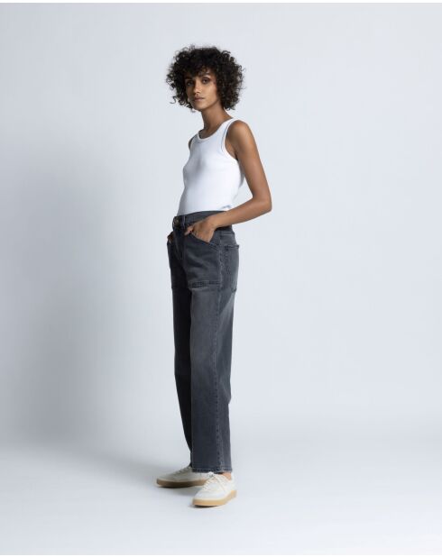 Jeans dritti Tommy neri in denim misto cotone