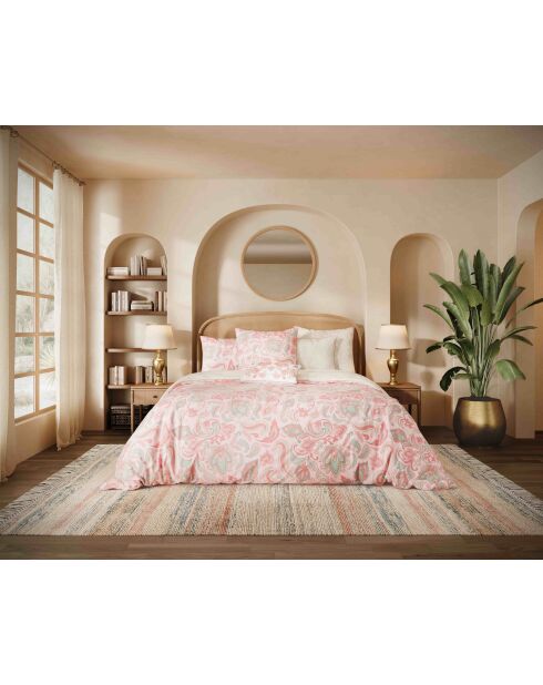 Parure de lit Neela en satin de coton avec un taie d'oreiller rose poudré - 140 x 200 cm