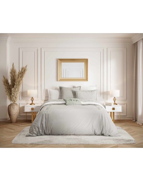 Parure de lit Lilya en percale de coton grise