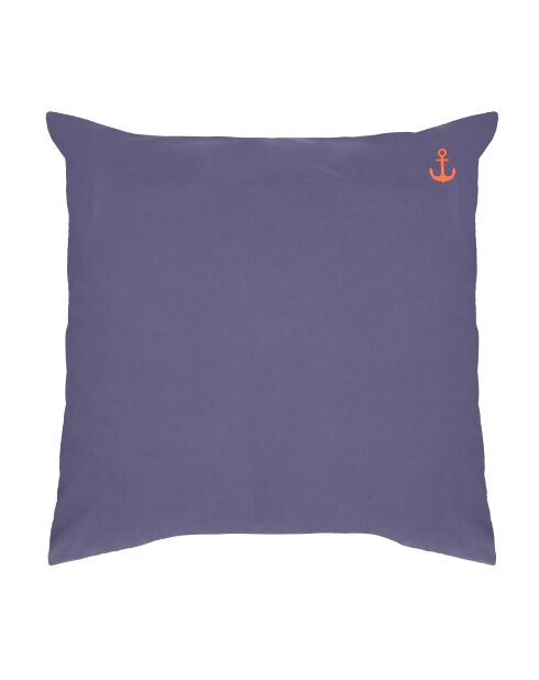 Kussensloop van geborduurd perkal katoen met zeeanker - 65x65 cm